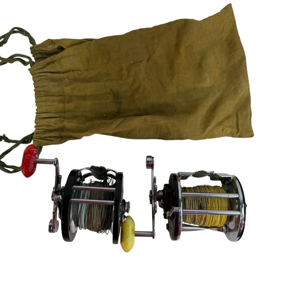 Vtg Penn Level Line #350 & Penn Delmar #285 Saltwater Trolling Reels USA Lot 2